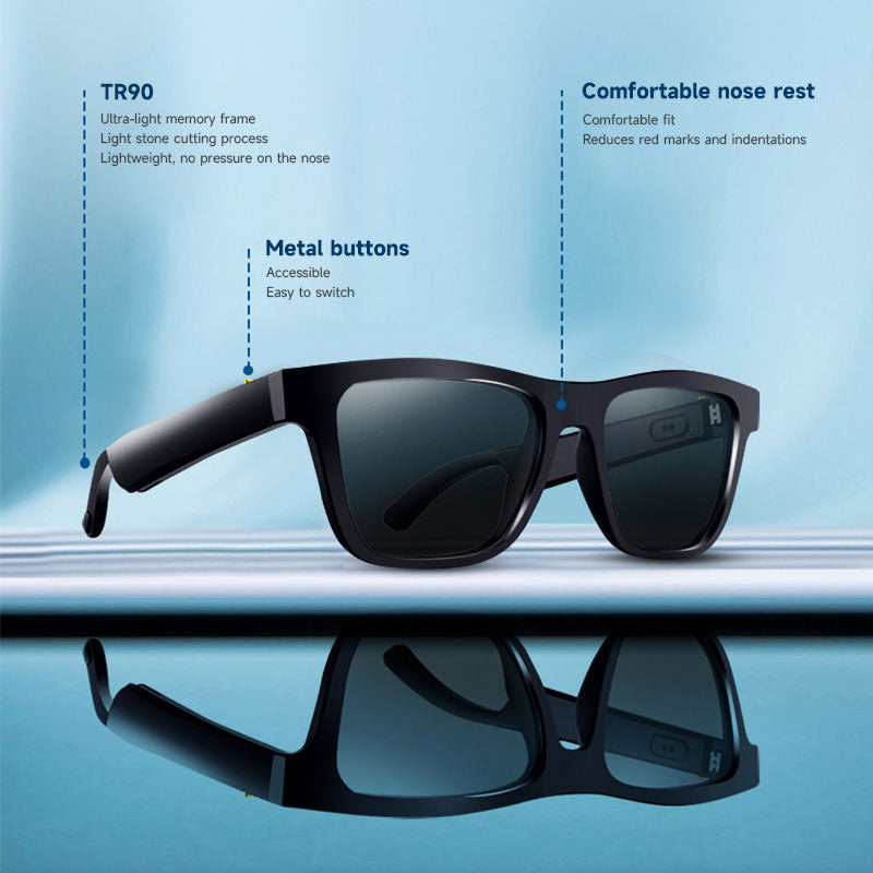 Smart Glasses Wireless Bluetooth Sunglasses Open Ear Music&Hands-Free Calling,for Men&Women,Polarized Lenses
