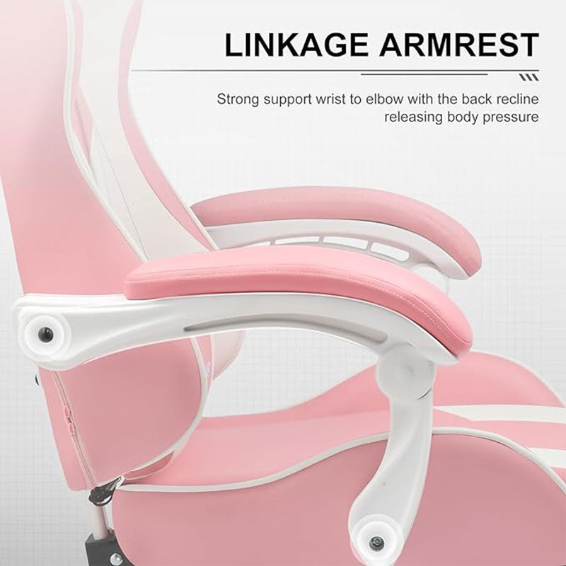 Gaming Chair, Computer Chair with Footrest and Lumbar Support, Height Adjustable Game Chair with 360°-Swivel Seat and Headrest and for Office or Gaming