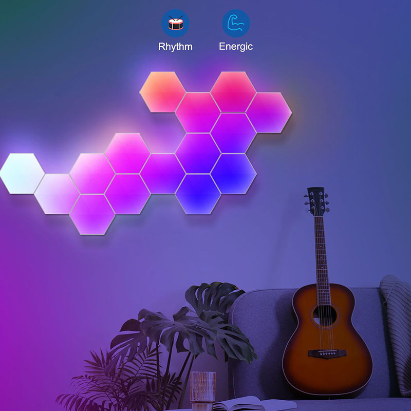 Gaming RGB Gaming Light Smart WIFI Splice Expandable Shape Light for Living Room, Bedroom, Game Room, Kids, Adults, Hexagonal Lights 8 Pack/10 Pack