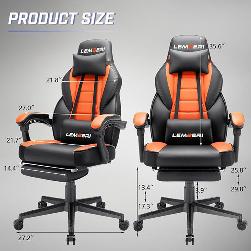 LEMBERI Gaming Chairs Ergonomic Video Game Chairs with footrest,Big and Tall Gaming Chair 400lb Weight Capacity, Racing Style Computer Gamer Chair