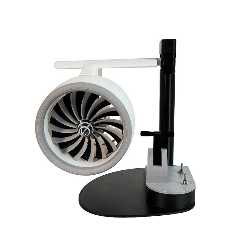 3D-gedruckte individuelle Modelle. Ventilator in Form eines Turbomotors, Schreibtisch-Dekoration als Geschenk mit befeuchtendem Nebel und rot beleuchteter Schwanzflamme, Geschenk für Freunde