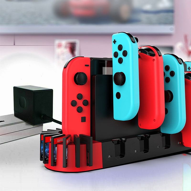 Switch Controller Charging Dock Station Compatible with Nintendo Switch & OLED Model Joycons, Switch Controller Charger Dock Station with Upgraded 8 Game Storage