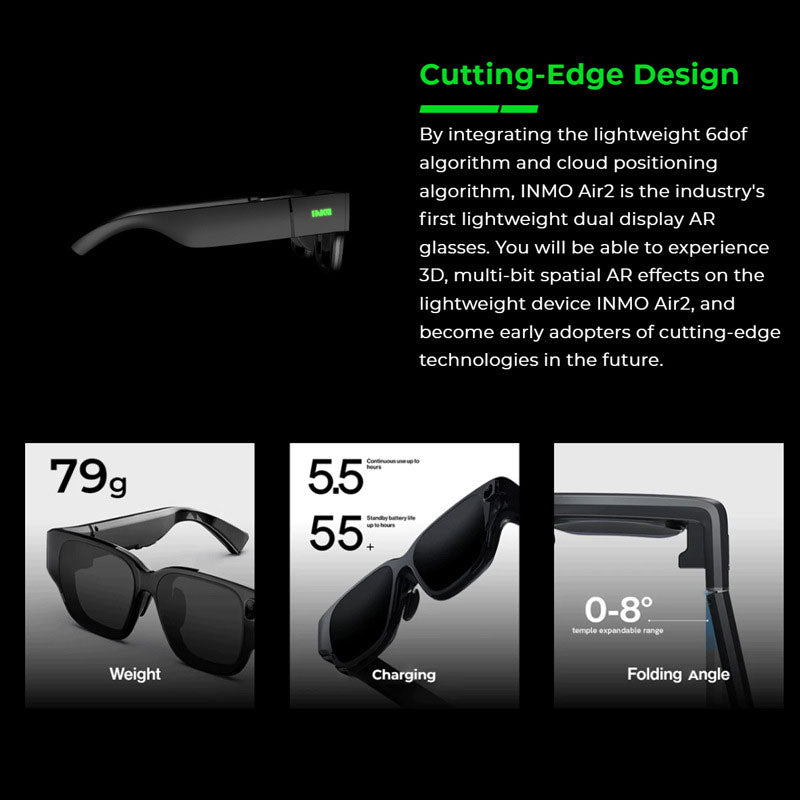 Kabellose AR-Brille, Smart ChatGPT AR-Brille, 1080P Micro-OLED Virtual Theatre, Augmented Reality-Brille mit Kamera, 10 Sprachen übersetzt, technisches Geschenk für Sie und Ihn, guter Bürohelfer