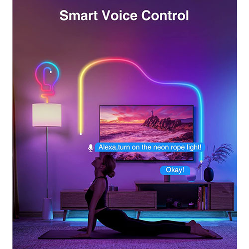 Neon-Lichterkette, 3 m langes LED-Band (5 V) mit Musiksynchronisation, DIY-Design, Neonlichter für Spielzimmer, Wohnzimmer, Schlafzimmer-Wanddekoration (WLAN-fähig)