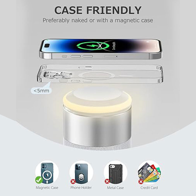 Bluetooth Speaker with Night Light - 3 in 1 Mag-Safe Wireless Charger Gifts for Men& Women