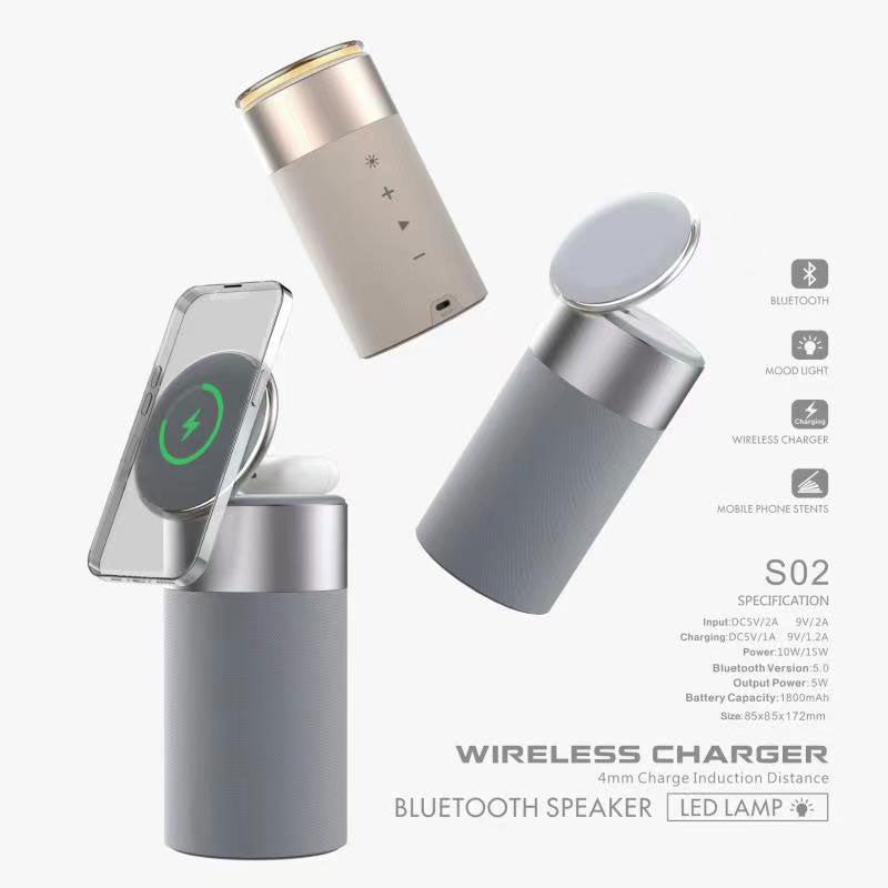 Bluetooth Speaker with Night Light - 3 in 1 Mag-Safe Wireless Charger Gifts for Men& Women