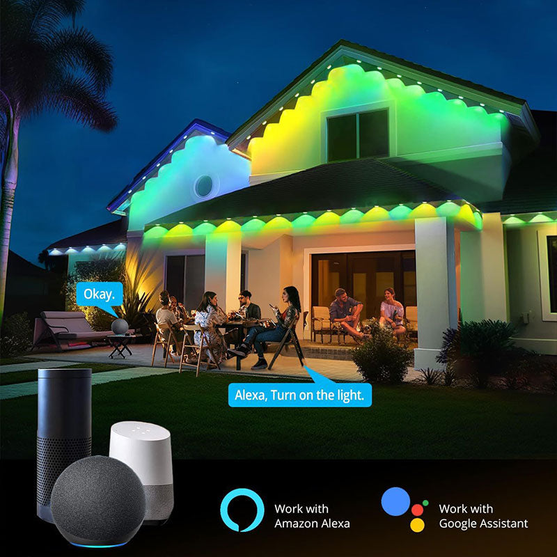 Außenleuchten, intelligente RGBIC-Außenleuchten, Außendekor, Gartendekor, funktioniert mit Alexa, Google Assistant